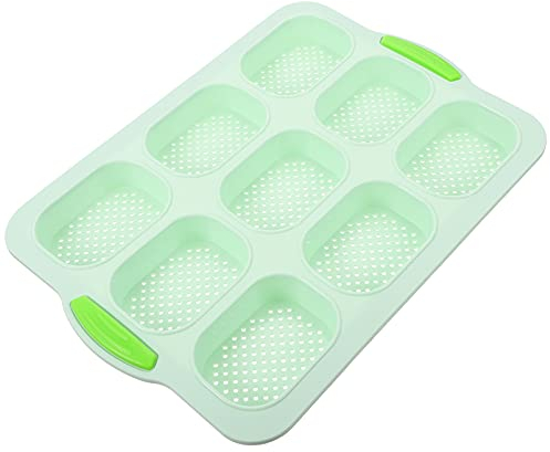 Angoily Silikon Brötchen Backform Mini Form Silikonform 9 Hohlraum Baguetteblech Antihaft Baguetteform Muffinform Französische Brotbackform Muffin Brot Backblech für Bäcker Toast Pfanne