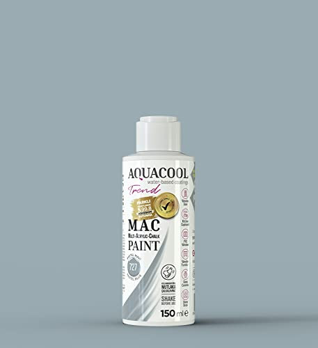 Happy Woody AquaCool - Vernice multi superficie, acrilico, gesso, opaca, ad asciugatura rapida, per interni ed esterni su mobili, legno, plastica, vetro, ceramica, pietra (150 ml, blu pastello 727)