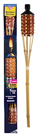 Zero In Bamboo Tiki Torch, Decorative, Natural, For Gardens, Borders and Patio Areas