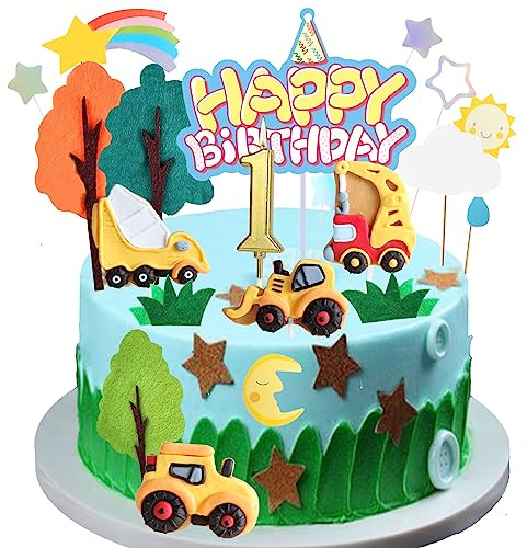 Karikatur 3D 18 Stück Torten Deko Bagger Patent Produkt Baustellen Fahrzeuge Muffin Geburtstag Party Happy Birthday Kuchen Deko Set Cupcake Cake Toppers Supplies Für Jungen Mädchen Kinder Baby 1 Jahr