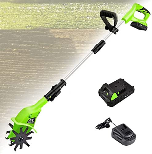 20V Garden Tiller, Tiller Rotavator,Cordless Rotavator, Handheld Electric Cordless 4000Mah Battery Powered, Soil Cultivator Gardening Tool Cultivation Machine,for The Garden, Vegetable Plots