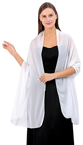 Proumhang Mujeres Mantones de Gasa Suave Bufandas Wraps para Novia Dama de Honor Fiesta de Boda Vestido de Noche y Vestidos para Ocasiones Especiales 70cm x 200cm Blanco