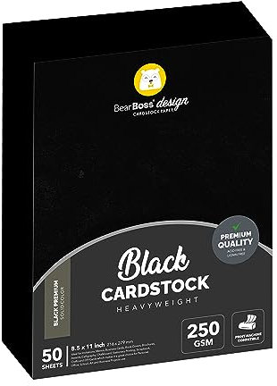 Schwarzer Karton, dickes Papier, 50 Blatt, 21,6 x 27,9 cm, schwer, 41,7 kg, Kartenmaterial zum Basteln und Basteln von Karten