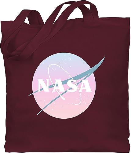 Baumwolltasche - Weltall - Nasa Logo I Geschenk Weltraum Fan - Unisize - Bordeauxrot - beutel kinder planeten jutebeutel rakete stofftasche astronauten jute astronaut tasche raumfahrt stoffbeutel