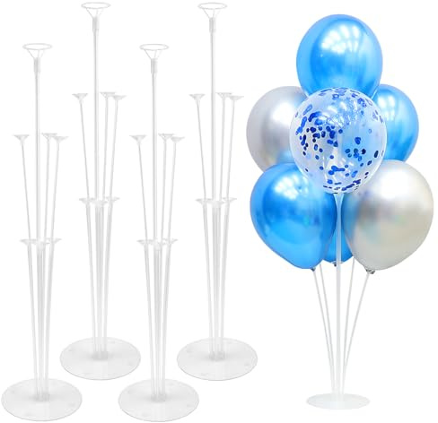 Balloon Stand Kit 4 Set Balloon Sticks with BaseBalloon Arch Stand Balloon Centerpiece Stand for Table Balloon Holders for Table Balloon Arch Kit Birthday Decorations Balloon Stands for Floor