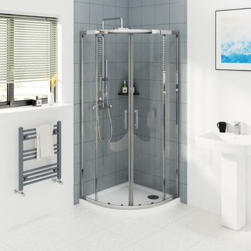 NRG 760 x 760mm Chrome Framed Quadrant Shower Enclosure Sliding Door 6mm Easy Clean Glass