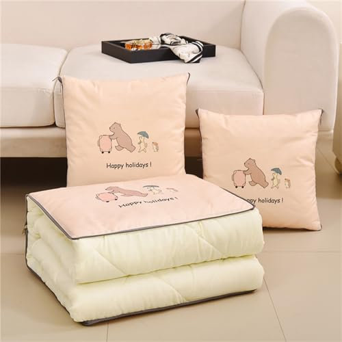 Hixingo Reisedecke und Kissen 2 in 1, Reisedecke mit Kissen Set Multifunktionale Reise Decke und Kissen 2 in 1 Weichem Flugzeug Verwandlungskissen für Urlaub, Camping (40 * 40cm,Unterwegs)