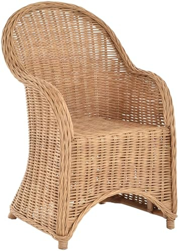Esszimmer-Sessel Rattan Rattan Korbsessel Esszimmerstuhl Korb Sessel Korbstuhl mit Armlehne Flechtsessel (Honig - Dunkel)