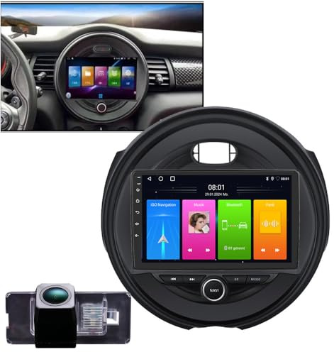 Radio de coche Android CarPlay Android Auto Radio con pantalla Bluetooth GPS Navi WiFi RDS visión nocturna cámara trasera para BMW Mini Cooper R56 F55 F56 F57 John Cooper Works,One First,One D,Cooper
