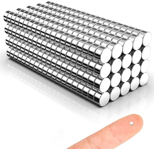 Delaga 500 Stück Mini Magnete Rund 2x1mm, Kleine Magneten Extra Stark, Starke Magnete für Magnettafel Whiteboard, Kühlschrank, Tür, Büro