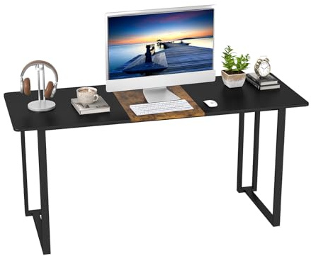 LIFEZEAL Escritorio para Ordenador de Oficina, Mesa para PC, 160X60cm, Mesa de Trabajo para Oficina, Estudio, Conferencia, Estilo Industrial, Madera y Metal, MAX 91kg, Negro