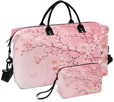 Sac de sport de voyage avec fleur de cerisier rose pour homme et femme, multicolore