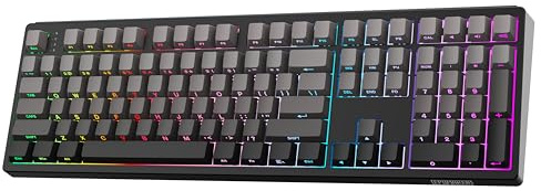 EPOMAKER TH108 Teclado para Juegos Mecánico Inalámbrico de Tamaño Completo, Batería de 8000mAh, Gasket Suave, 108 Teclas, Hot-Swappable, Driver Personalizable, RGB, QWERTY US (Negro, Creamy Jade)