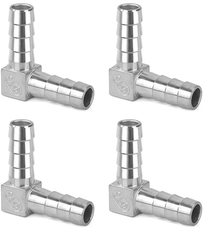 Connettore Tubo Carburante L, Φ13mm Barbiglio Raccordo per Tubi Flessibile a 3 Vie Adattatore Raccordi a L in Acciaio Inossidabile 304 per Aria, Acqua, Gas e Gasolio (4 Pezzi)