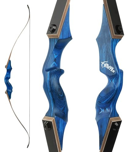 Poearcus 60” Black Hunter Original Recurve Bow 20-60 lbs Links-/Rechtshänder-Jagdbogen und Pfeil-Set Wettkampfbogen Langbogen für das Zielschießen