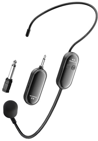 XIAOKOA Drahtloses Mikrofon Headset, 2,4G Kabelloses Mikrofonsystem, USB-C Aufladung, 30m Kabelloser Übertragung, zum Unterrichten Fitnesstrainern und Reiseleitern