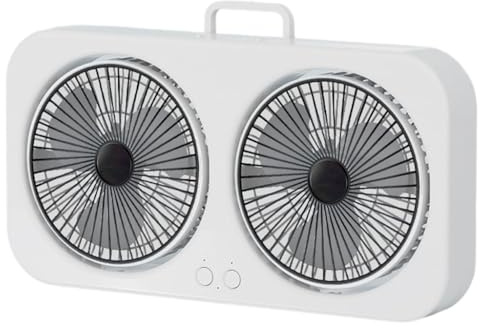 GMBYLBY Ventilador giratorio portátil de doble cabezal para colgar o mesa, uso de circulación de aire de bajo ruido, adecuado para acampar