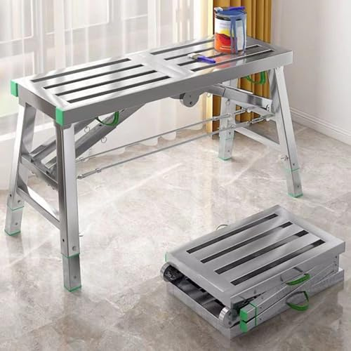 Andamios Plegables, Andamios Escalera Portátil, Plataforma de Trabajo con Altura Ajustable para Lavado de Coches, Pintura de Paredes, Trabajos de Mantenimiento y Jardinería-200-40CM