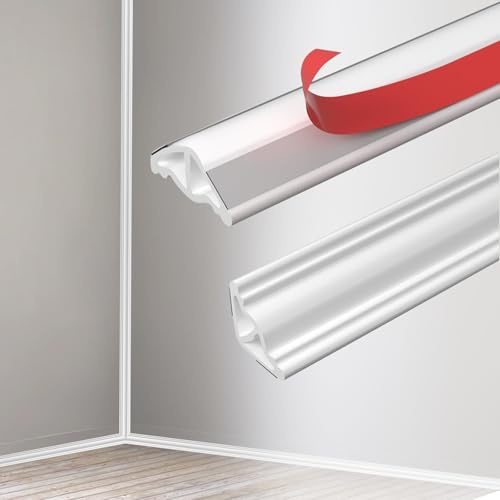 MeYuxg Flexibel Deckenleisten Selbstklebend Dreieck Zierleiste,3M (42mm x 30mm) Weiß Stuckleisten Decke,TPE Wasserdicht,Einfache Montage Ideal für Deckenkanten,Wandkanten,Schrankkanten,Eckendekor