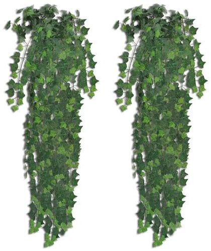Lot de 4 lierres de lierre artificielles - Vert - 90 cm - Plantes artificielles en plastique pour balcon, jardin et salon - Réalistes et faciles d'entretien