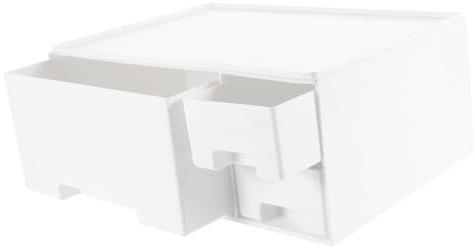 ROMISBABA Support Écran PC Surélevé Rangement Blanc Rehausseur Moniteur Bureau pour Améliorer le Confort Visuel Accessoire Informatique Pratique et Espace de Rangement Intégré