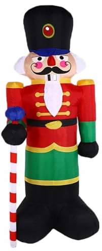 Cascanueces inflables navideños Soldado Cascanueces Gigante de 8 pies con Luces LED Decoraciones navideñas Impermeables para Patio para césped, jardín, Fiesta navideña, Interior y Exterior |.Decoraci