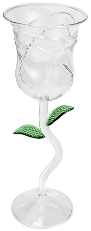 Homoyoyo Copa De Cóctel De Cristal Forma De Rosa Transparente Copa De Vino Tinto Rosado Vaso Decorativo Elegante Adecuado Para Eventos y Reuniones Familiares