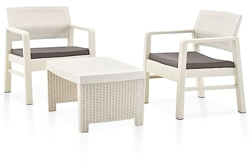 Generisch 3-TLG. Garten-Lounge-Set Kunststoff Weiß,Möbel,Gartenmöbel,Gartenmöbel-Sets,48823