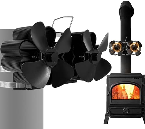 Ventilador de estufa de leña de calor, ventilador de chimenea - Ventilador activado por calor Ventilador silencioso de estufa de pellets térmico con protección contra sobrecalentamiento. Accesorios vo