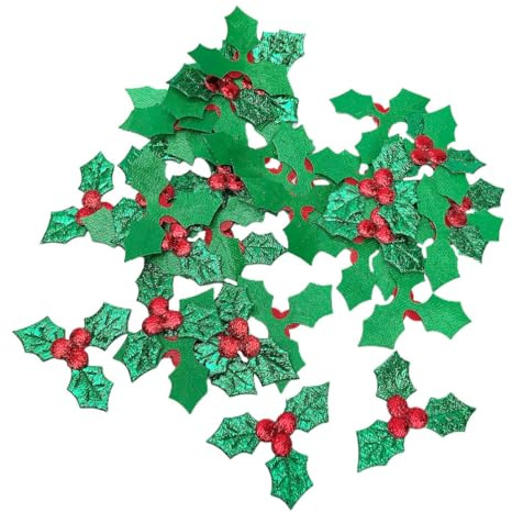 SWETRACE 100 Stück Grüne Stoff Blatt Accessoires zum Basteln Weihnachten Dekorative Selbstgemacht Weihnachtsanhänger aus Stoff mit Feiner Verarbeitung und Glänzender Oberfläche