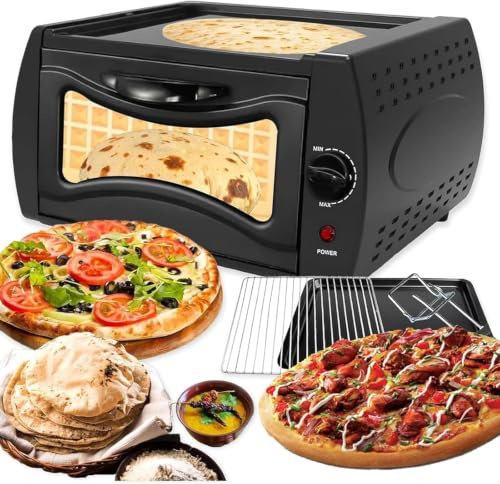 Forno Elettrico per Pizza da Interno da 15 Litri, da Appoggio, con Disco Rotante E Morsetto, Controllo della Temperatura da 50 A 400 °c, Mini Forno per Pizza, Chapati, Roti, Pane E per Cuocere