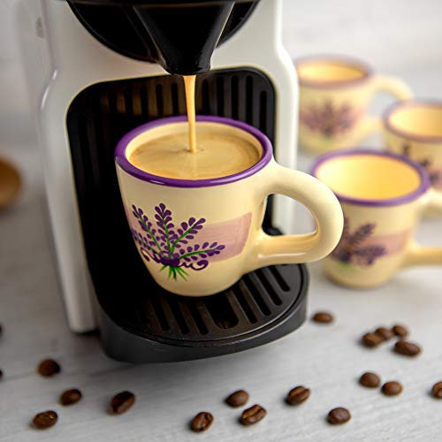 City to Cottage® - Espressotassen Set | Lavendel Motiv | Handgemacht | Keramik Geschirr Espressotassen 4er Set | Mokkatassen Set