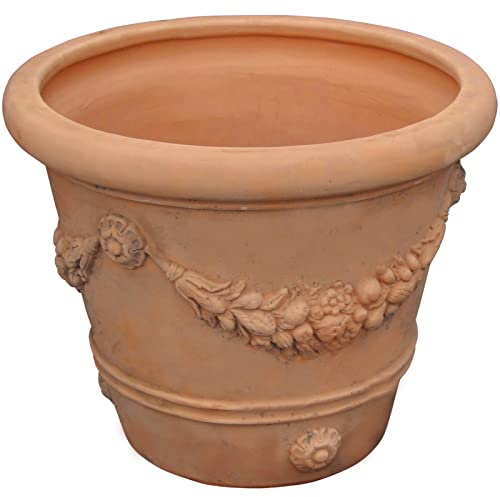 Biscottini Pot en Terre Cuite 80x80x60 cm Made in Italy | Vase Exterieur Jardin | Vase Terracotta fabriqué à la Main
