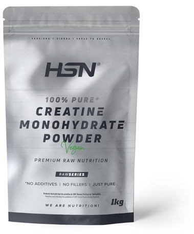 HSN – Creatin Monohydrat Pulver | Geschmacksneutral 1 Kg = 286 Portionen pro Packung | 100% reines Creatin-Monohydrat ohne Zusatzstoffe | GVO-frei, vegan, glutenfrei