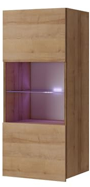 Mirjan24 Hängevitrine Calabrini BR05 (Eiche Gold, Blauer LED)