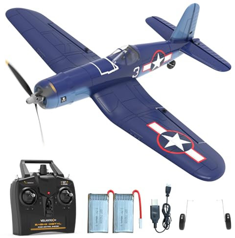 VOLANTEXRC F4U Corsair V2 RTF – 2,4 GHz RC Flugzeug mit USB-Ladung (4-Kanal) – Ferngesteuertes Modell für Anfänger, Parkflyer & Leichtflieger – Alternative zu Quadrocopter