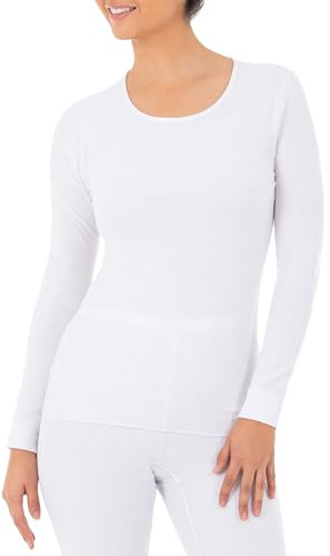 Fruit of the Loom womens Micro Waffle Premium Thermal Underwear Tee Shirt Pajama Top, White, Medium US