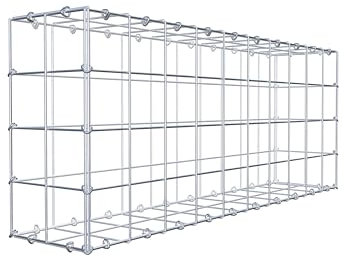 GABIONA Gabione 100 × 40 × 20 cm (L x H x T) – Steinkorb aus 4 mm Draht, Maschenweite 10 × 10 cm, C-Ring Verschluss + Gratis-Zange – ideal für Sichtschutz, Gabionenzaun, Gartenmauer und Steinkorbwand