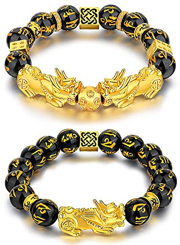 Integrity.1 2 Piezas Amuleto Feng Shui Pulseras, Feng Shui Hecha Pulseras, para Atraer Riqueza y Buena Suerte