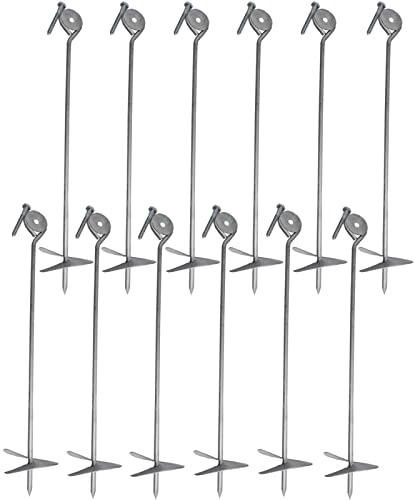 Holmwerk 12x Bodenanker Grundanker Sturmanker 58 cm Erdanker zum Eindrehen Feuerverzinkt Befestigungsanker Schaukelanker Spielturmanker Trampolinanker Spielplatzzubehör