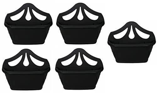 Fence Wall Planter Plant Flower Basket Pot Container Venetian Garden Box Plastic UK (Wall Planter 31 cm Black, 5)