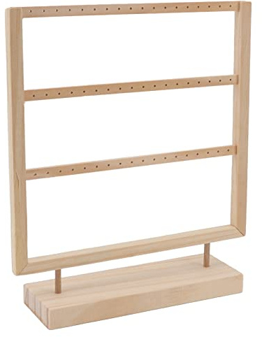 Support de boucles d'oreilles en bois Support de boucles d'oreilles en bois pour décoration de chambre à coucher 3 couches