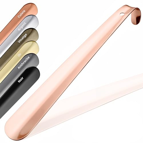 JK Trade® 29 cm stabil skohorn i rostfritt stål | skohorn i rostfritt stål för att sitta på | snabb och skonsam mot rygg | optimerad längd och bredd | skohorn | business | modern hängande