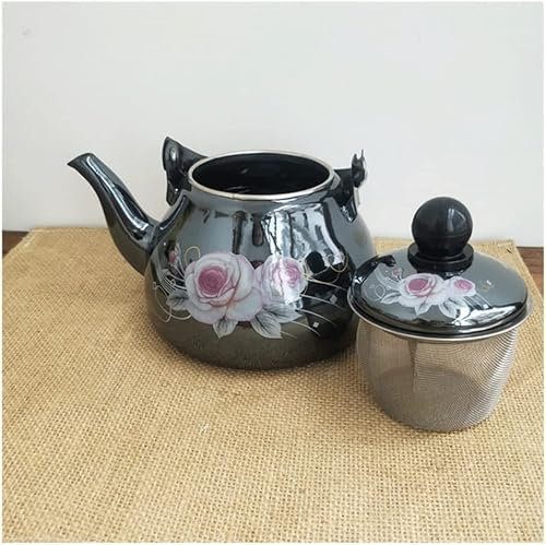 LIOONS Flötenkessel Teekessel mit kleinem Fassungsvermögen, Emaille-Herd, Teekannen mit Griff für Gaskochfeld, elektrischer Keramikkessel, 0,8 l/27 oz Wasserkocher