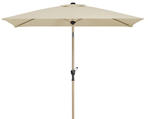 Schneider Sonnenschirm Cordoba, natur, 270 cm Ø, rund, 689-02, pulverbeschichtetes Stahl-Gestell mit Holzoptik, Bespannung 100& Polyester, 4,12 Kg
