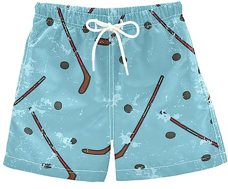 Aflyko Boys' Board Shorts Grunge Ice Hockey Blue Swim Trunks Bathing Suit Girls Beach Swimwear Quick Dry Swimming Shorts All Day Shorts Gym Shorts M