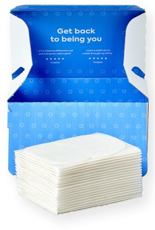 SWEAT GUARD® Pack Of 40 Disposable Underarm Sweat Pads For Women & Men. Maximum Perspirant Protection Anti Sweat Pads For Dry Armpits. Keeps Underarms & Clothes Dry, Self Adhesive, 9.5cm x 11.5cm.