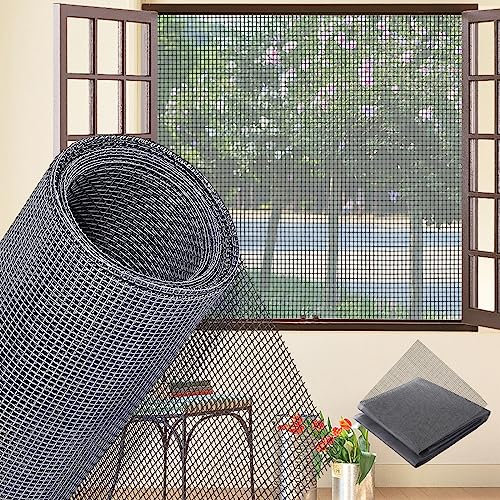 Malla de Fibra de Vidrio 100x1100cm, Cortina de Malla Antiinsectos Puede Cortar Pantalla de Insectos de Ventana Ajustable para Ventanas, Gris