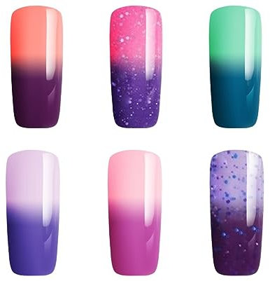 BLUESKY GEL NAIL POLISH CHAMELEON LIGHT COLOR CHANGING UV/LED SOAK OFF SET OF 6 X 10ML GELS LC01-LC06 (Requires UV/LED Lamp to Dry)