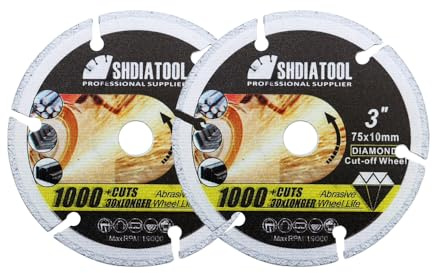 SHDIATOOL Disque à tronçonner diamant 75MM pour métal,Disque à tronçonner pour barres d'armature, acier, fer et INOX avec alésage 10mm, 2PCS